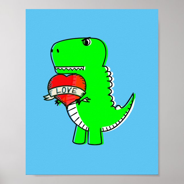 Cute Valentines day Dinosaur Poster (Framsidan)