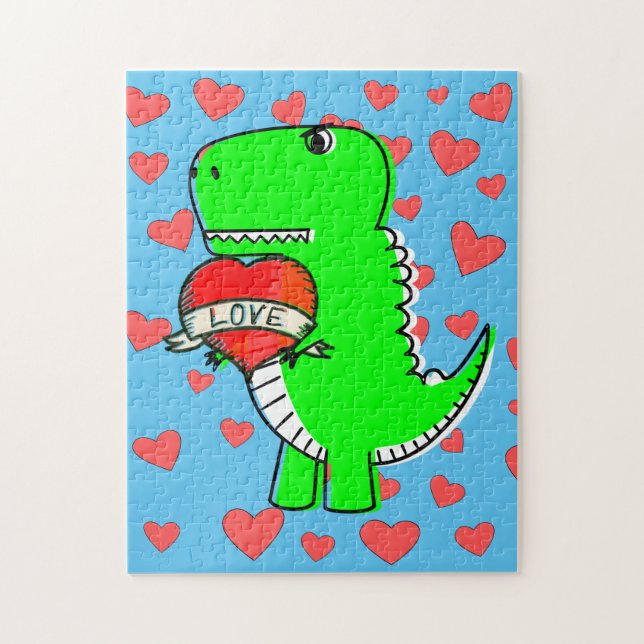 Cute Valentines day Dinosaur Pussel (Vertikal)