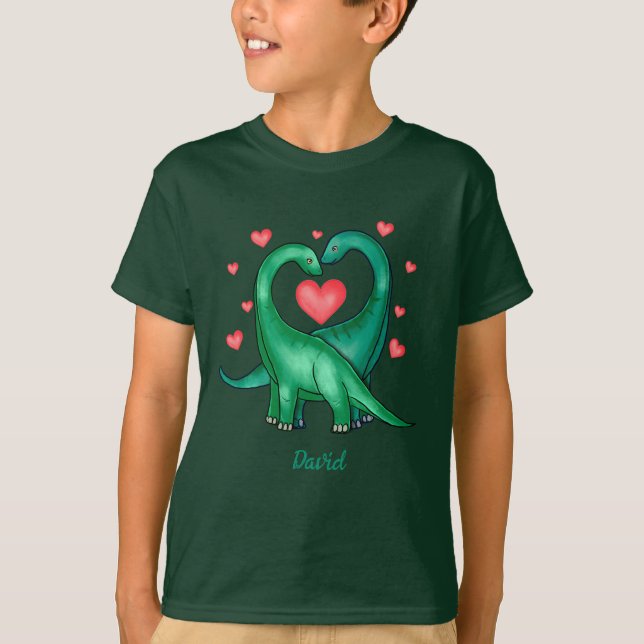 Cute Valentines day Dinosaurs Kids T Shirt (Framsida)