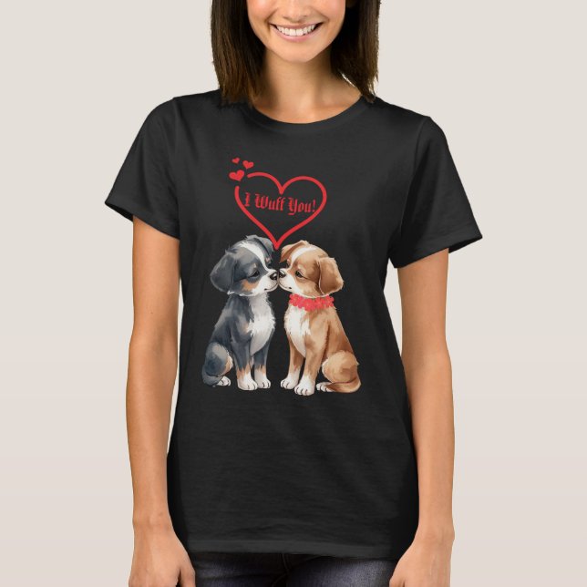 cute Valentine's Day dogs Folded Greeting Card T Shirt (Framsida)