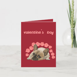 Cute Valentines day Fransk bulldog pastel ro Helgkort