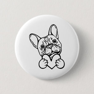 Cute Valentines Day Frenchie Fransk Bulldog Älskar Knapp