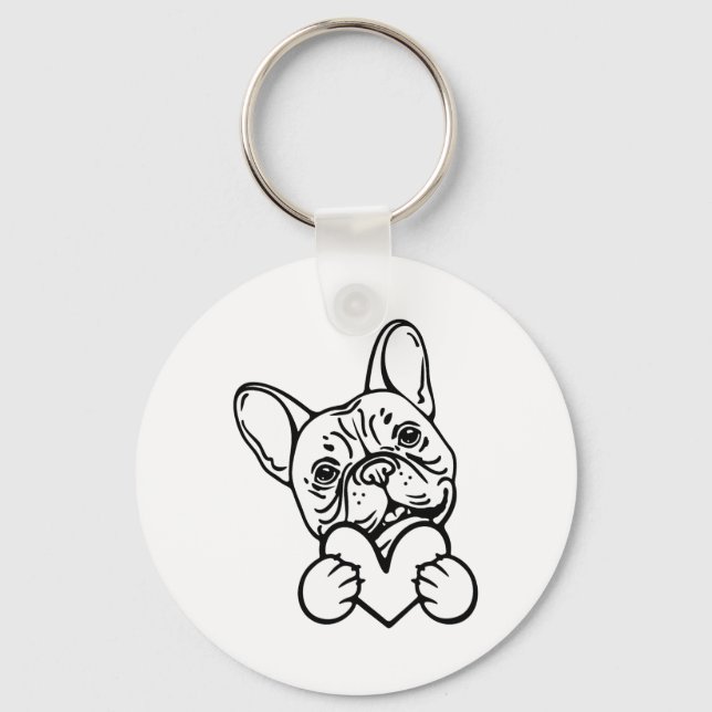 Cute Valentines Day Frenchie Fransk Bulldog Älskar Nyckelring (Framsida)