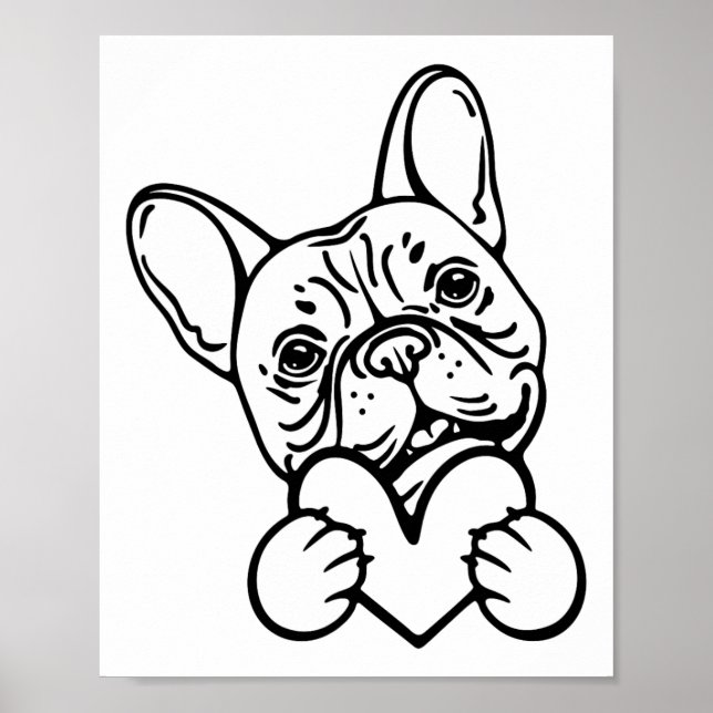 Cute Valentines Day Frenchie Fransk Bulldog Älskar Poster (Framsidan)