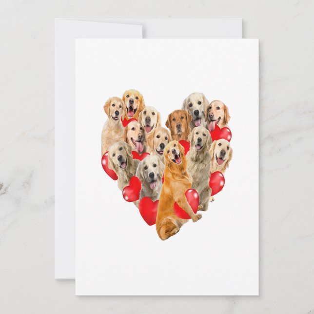 Cute Valentines day Golden Retriever Hund Heart Va Meddelande (Framsida)