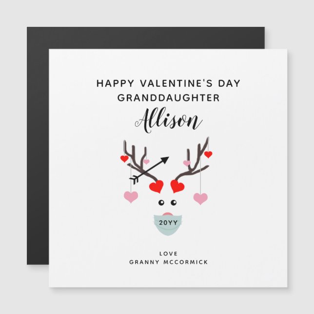 Cute Valentines day Granddotters Hearts Magnet (Fram/baksida)