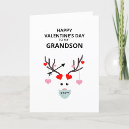 Cute Valentines day Grandson Hearts Kärlek Hjort Helgkort