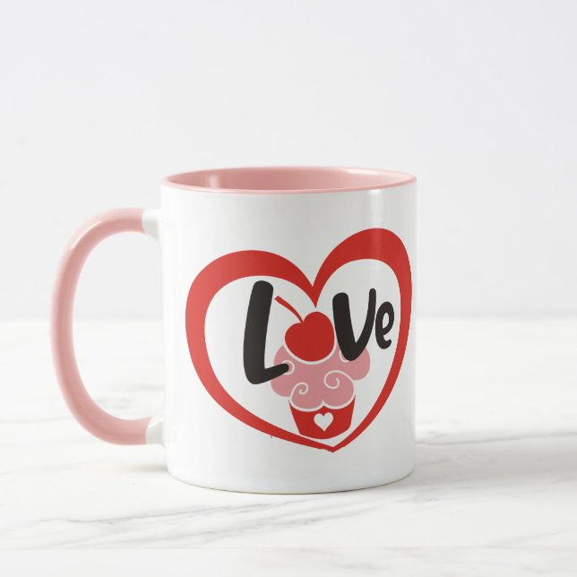 Cute Valentines day Graphic Cuptårta Gift Mugg (Vänster)