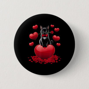 Cute Valentines day Heart Black Cat Women Girls Ki Knapp