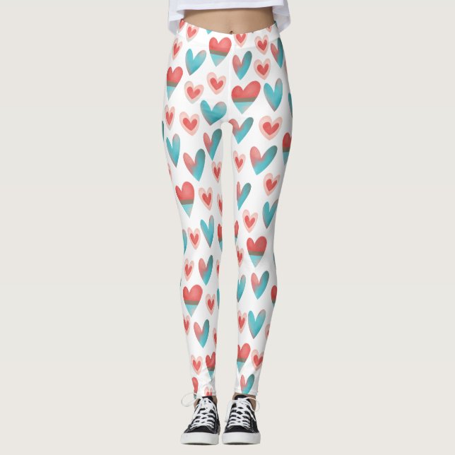 Cute Valentines day Heart Leggings (Framsida)