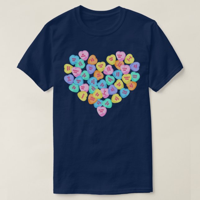 Cute Valentines day Hearts Candy Valentines Kärlek T Shirt (Design framsida)