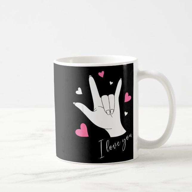 Cute Valentines Day Hearts I Love You Hand Sign La Kaffemugg (Höger)