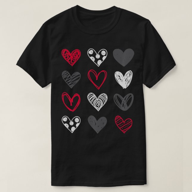 Cute Valentines Day Hearts  T Shirt (Design framsida)