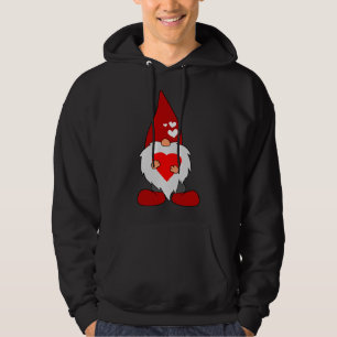 Cute Valentines day Helgdag Gnome med Red Kärlek Hoodie