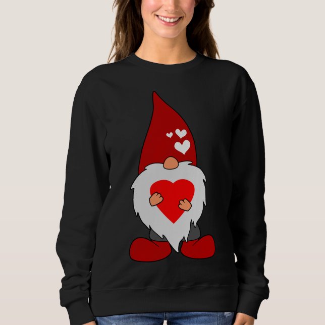Cute Valentines day Helgdag Gnome med Red Kärlek T Shirt (Framsida)
