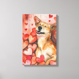 Cute Valentines day Hund Canvastryck
