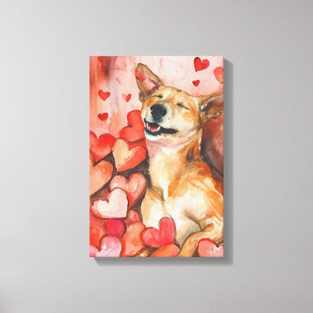 Cute Valentines day Hund Canvastryck (Framsida)