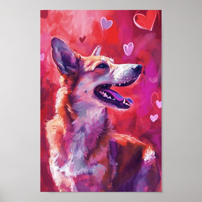 Cute Valentines day Hund Poster (Framsidan)