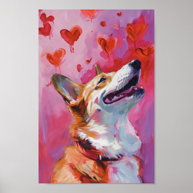 Cute Valentines day Hund Poster (Framsidan)
