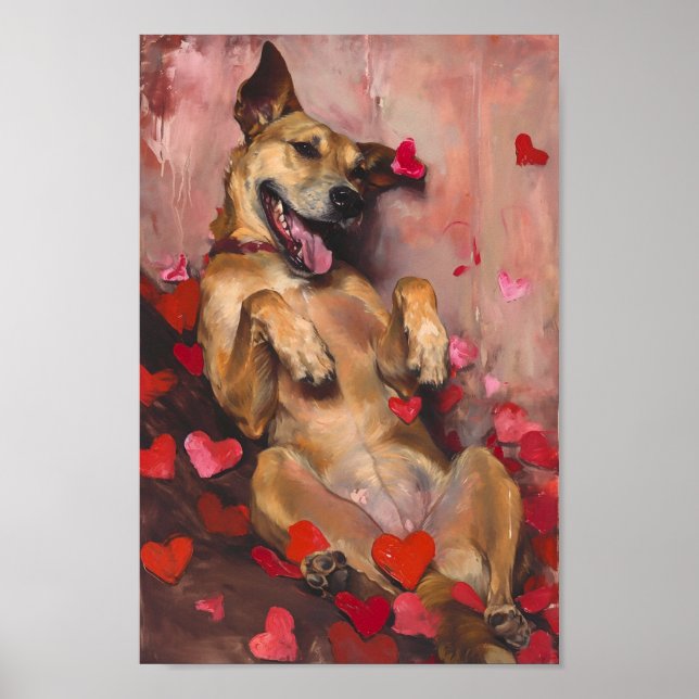 Cute Valentines day Hund Poster (Framsidan)
