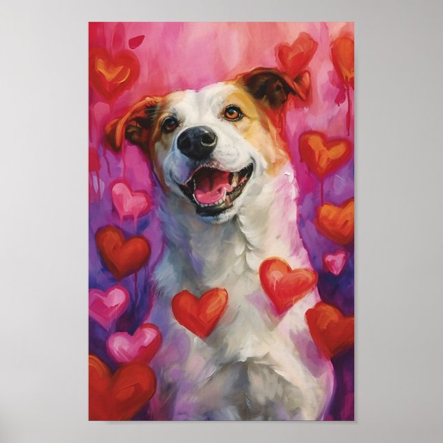 Cute Valentines day Hund Poster (Framsidan)