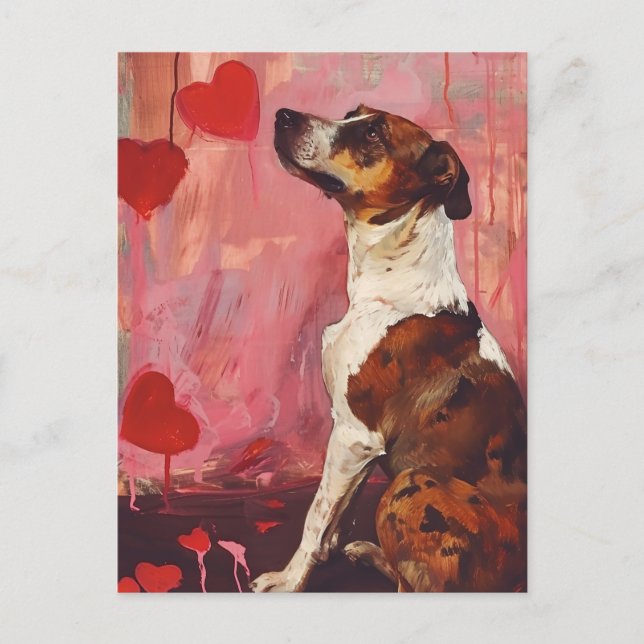Cute Valentines day Hund Vykort (Framsida)