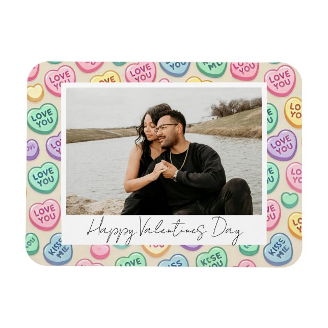 Cute Valentines day "I Kärlek You" Heart Candy Pho Magnet (Horisontell)