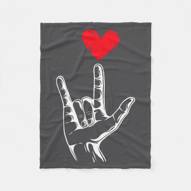 Cute Valentines Day I Love You Hand Sign Language  Fleecefilt (Framsidan)