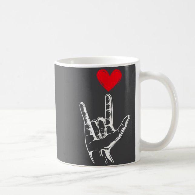 Cute Valentines Day I Love You Hand Sign Language  Kaffemugg (Höger)