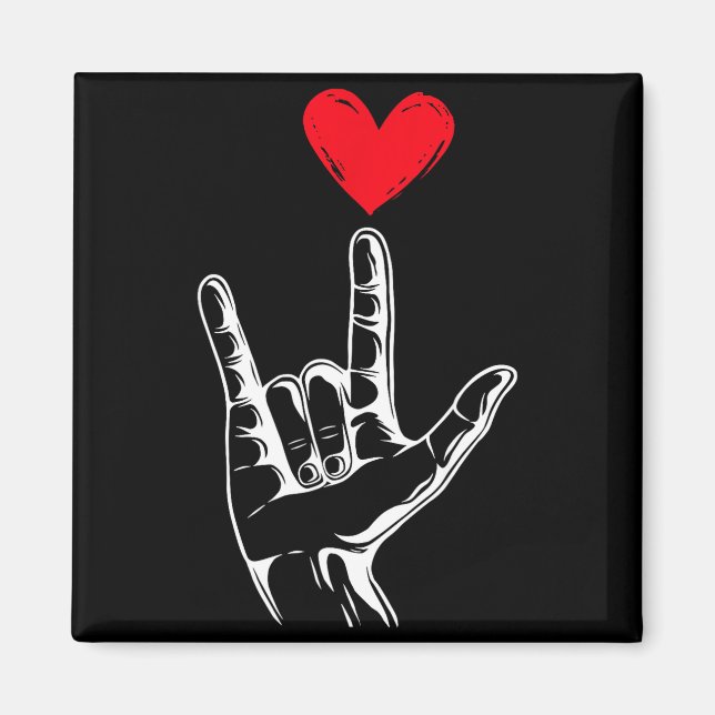 Cute Valentines Day I Love You Hand Sign Language  Magnet (Framsidan)