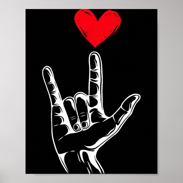 Cute Valentines Day I Love You Hand Sign Language  Poster (Framsidan)