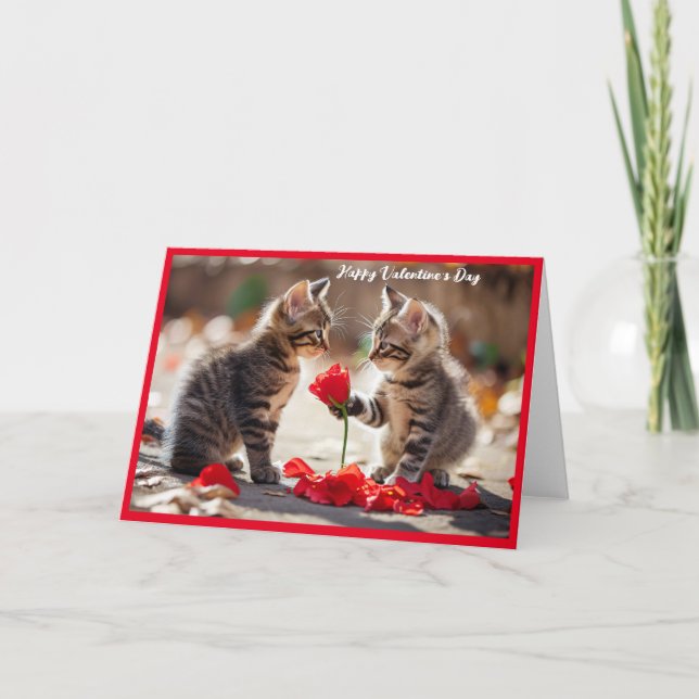 Cute Valentines Day Kittens Helgkort (Framsida)