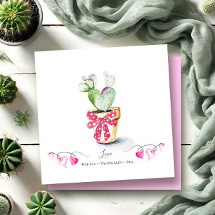 Cute Valentines day-kort Heart Cactus Anteckningskort