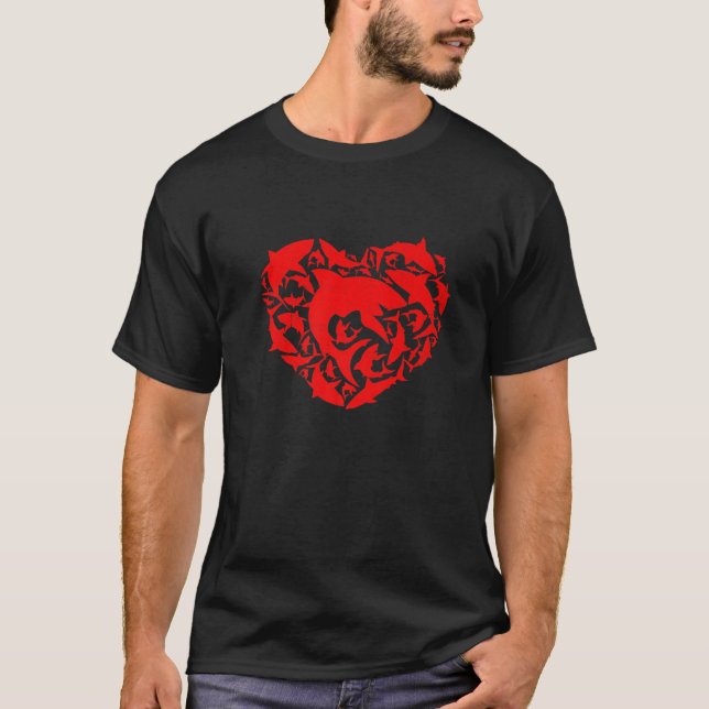Cute Valentines day par Heart Shark Animals Lov T Shirt (Framsida)