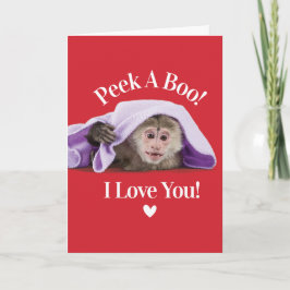 Cute Valentines day Peek A Boo I Kärlek You Monkey Helgkort