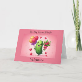 Cute Valentine's Day Pickle with Flowers Tack Kort