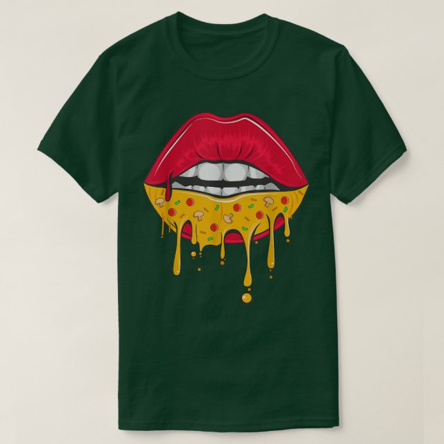 Cute Valentines Day Pizza Lips Tee Funny hearts Pi (Design framsida)