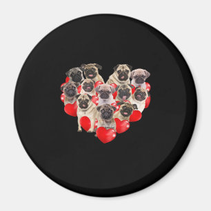 Cute Valentines day Pug Hund Heart Puppy Magnet