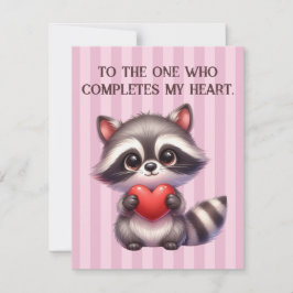 Cute Valentines day Raccoon Holger ett hjärta Julkort