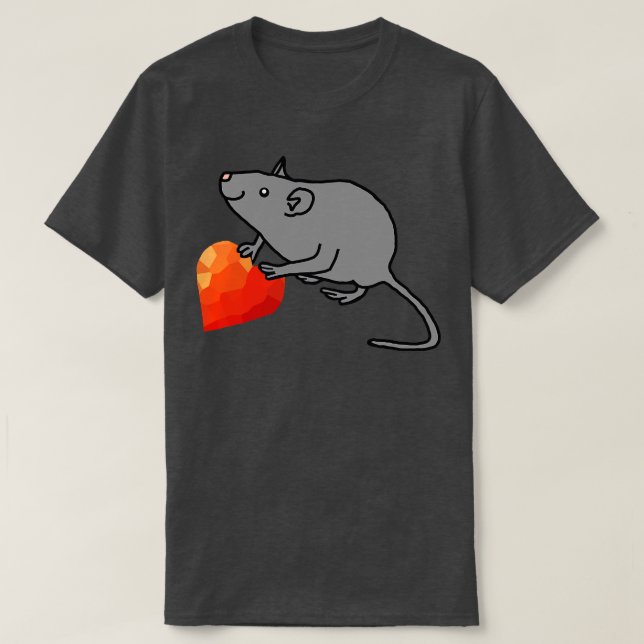 Cute Valentines day Råtta med Red Heart Baby Bodys T Shirt (Design framsida)