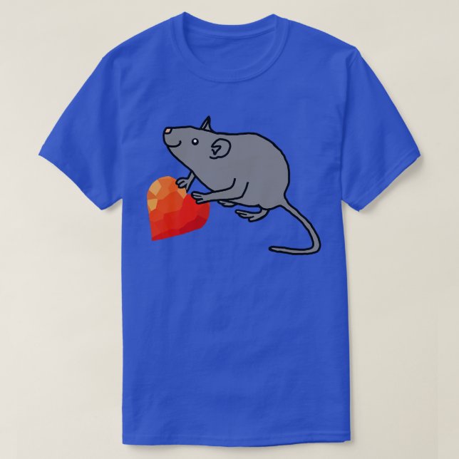 Cute Valentines day Råtta med Red Heart Tote T Shirt (Design framsida)