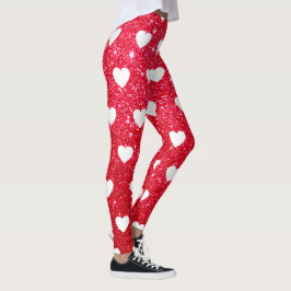 Cute Valentines day Red Heart Leggings