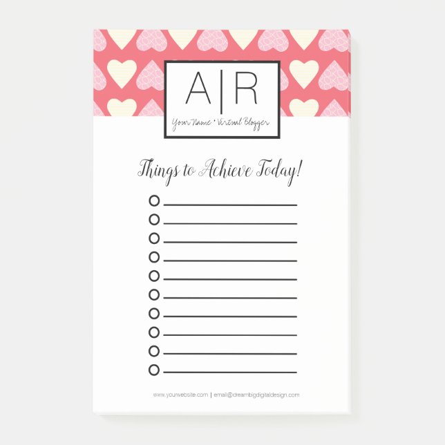 Cute Valentines day Scribble Hearts Post-it Block (Framsida)