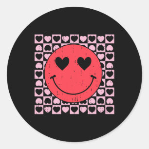 Cute Valentines day Smile Ansikte Heart för Tonåri Runt Klistermärke