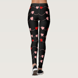 Cute Valentines day-strängen Heards Red Rosa Kärle Leggings