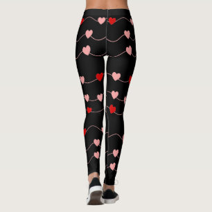 Cute Valentines day-strängen Heards Red Rosa Kärle Leggings