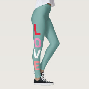 Cute Valentines day Teal Rosa Red Kärlek Leggings