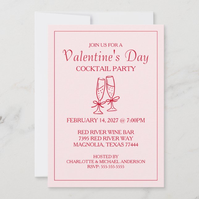 Cute Valentine's Day XOXO Pink Red  Julkort (Framsida)