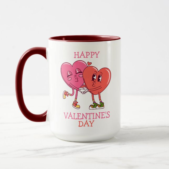 Cute Valentine's Hearts Couple Coffee Mug Mugg (Vänster)