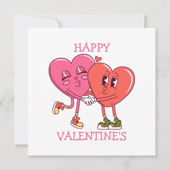 Cute Valentine's Hearts Couple Flat Card (Framsida)